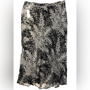Anthropologie Black and White Floral Skirt